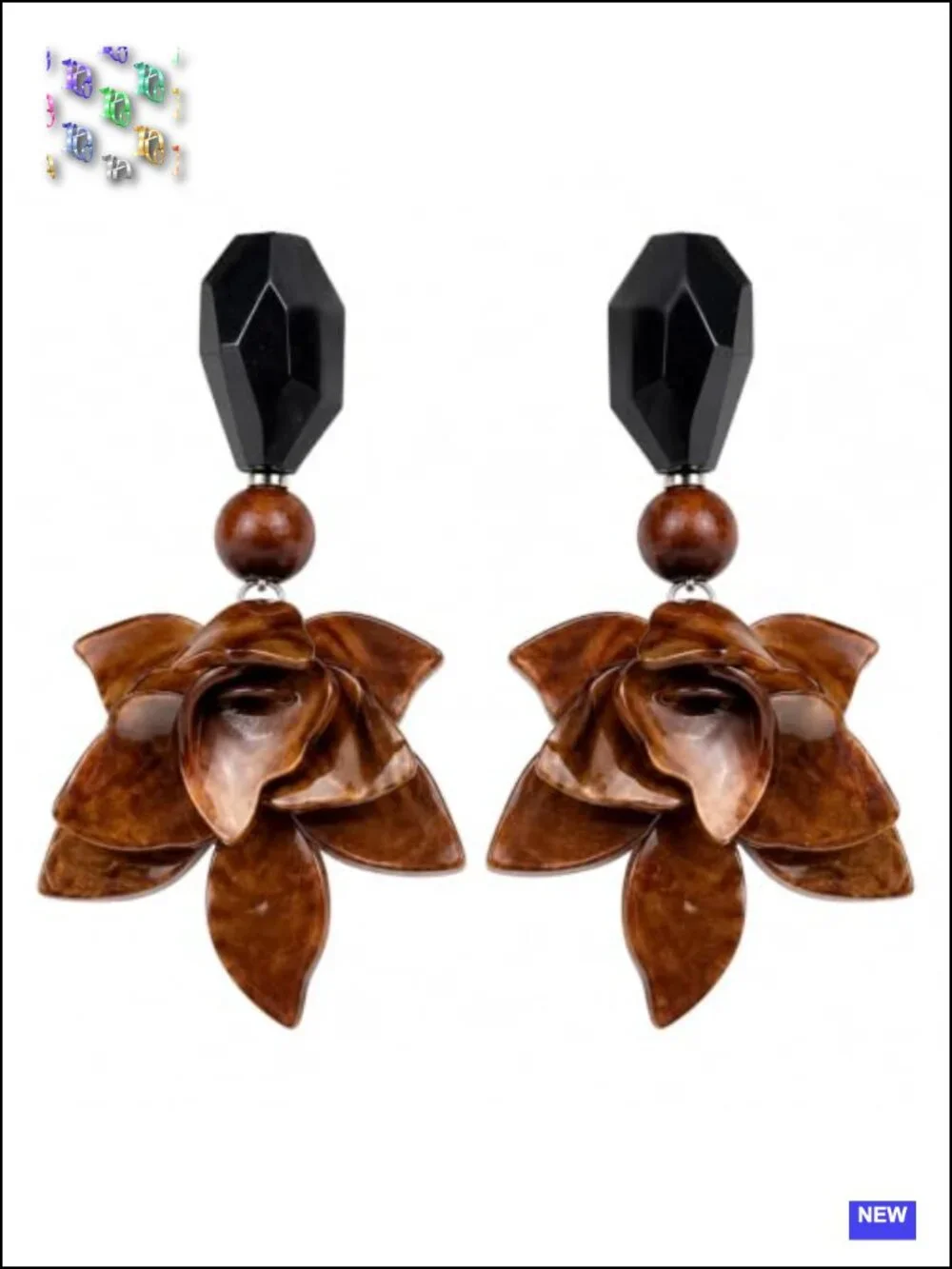 Layered Resin Petal Dangle Earrings, Boho Floral Statement Earrings for Women